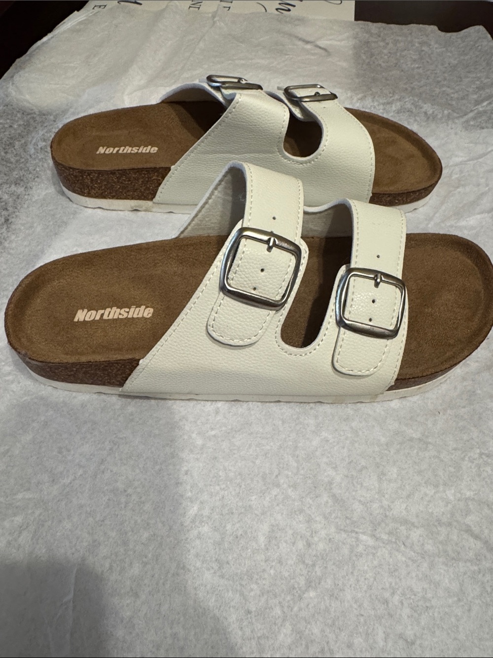 Northside Women's Cream Double-Buckle Slide Sandals size 8 NEW